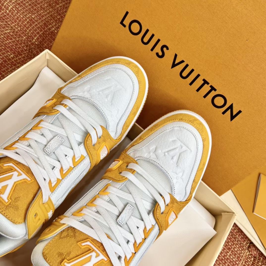 Louis Vuitton Trainer Yellow Monogram Denim White (Review) + ON FOOT 