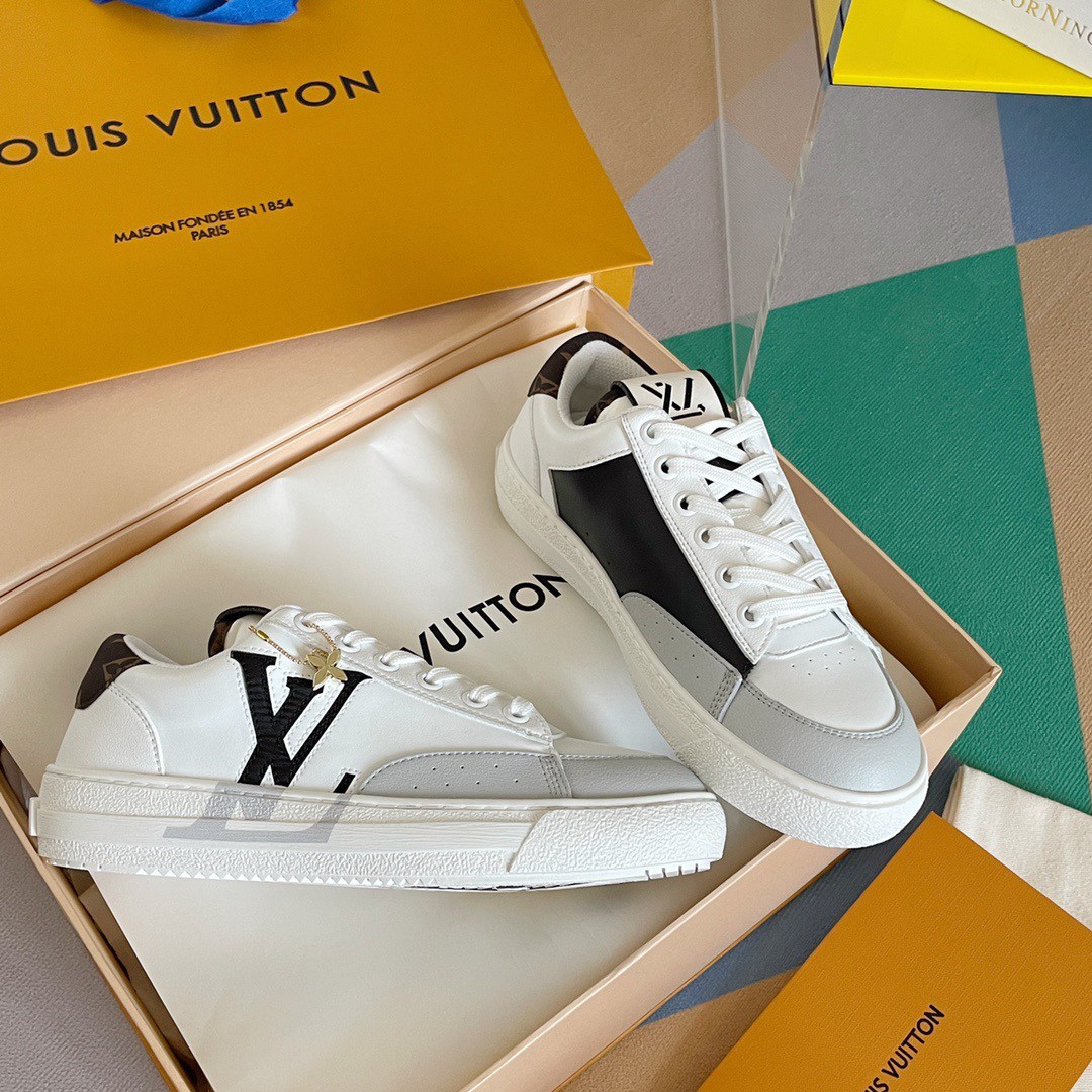 Replica Louis Vuitton White Charlie Sneaker Boots With Black Detail for  Sale