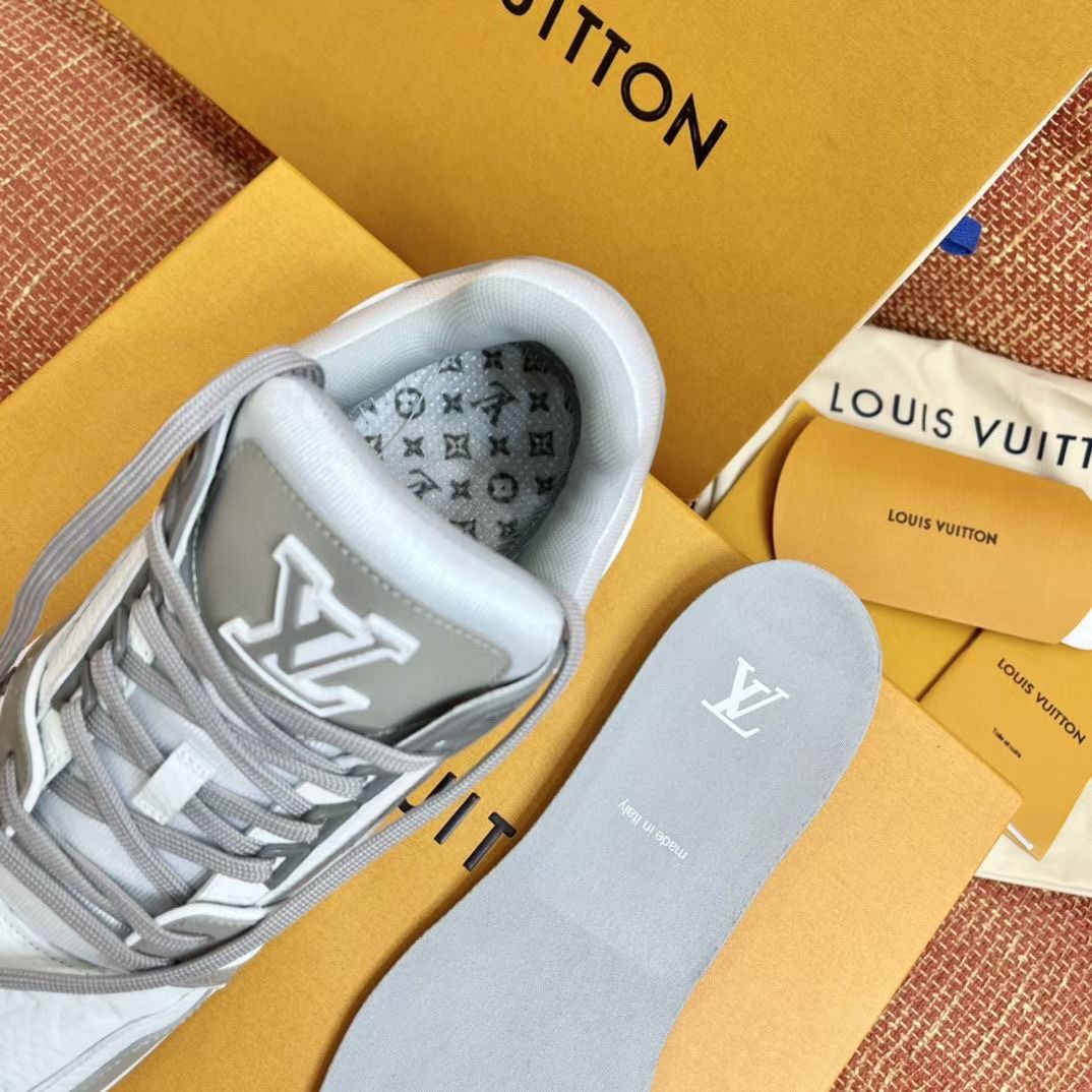 Louis Vuitton Charlie Trainers Monogram Denim White Blue Men's