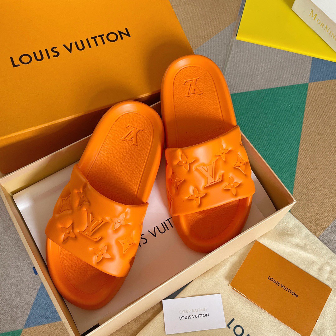 Louis Vuitton Iridescent Rubber Monogram Mens Waterfront Mules