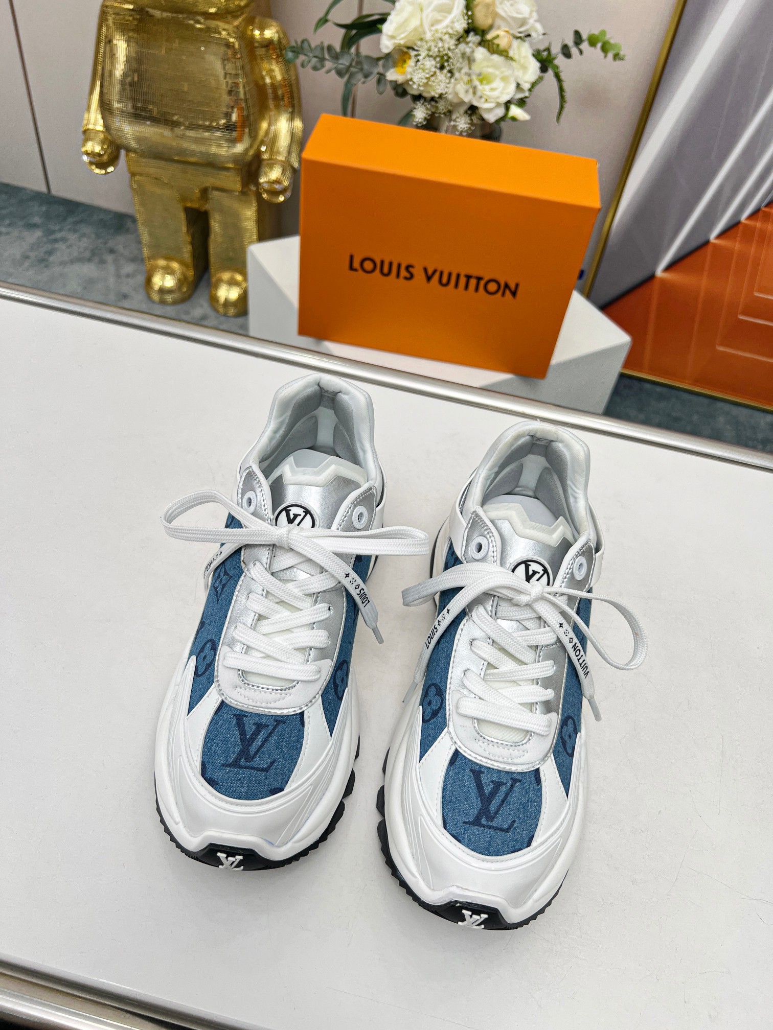 Louis Vuitton, Shoes, Louis Vuitton Run Away Blue Jeans Ladies Sneaker