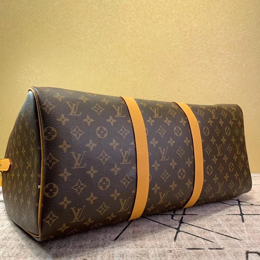 Louis Vuitton Yellow Monogram Coated Canvas Keepall Bandouliere 50