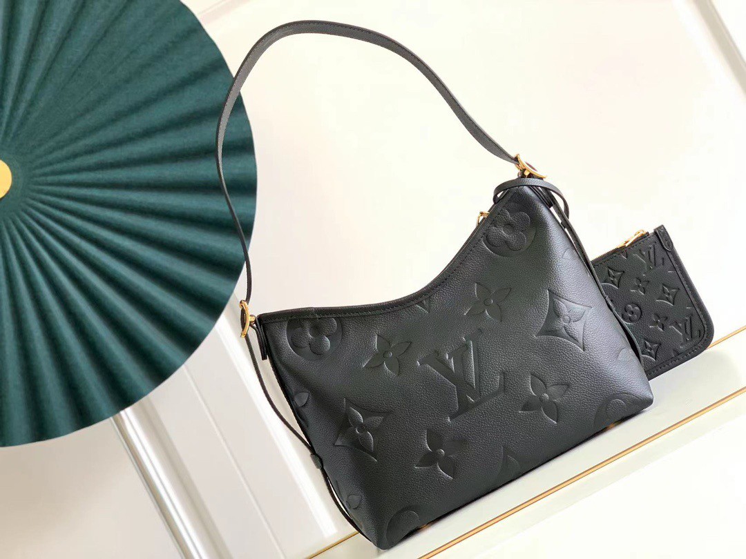 USED Louis Vuitton Black Monogram Empreinte Leather CarryAll PM
