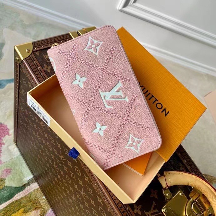Louis Vuitton Zippy Wallet Monogram Empreinte Leather Pink