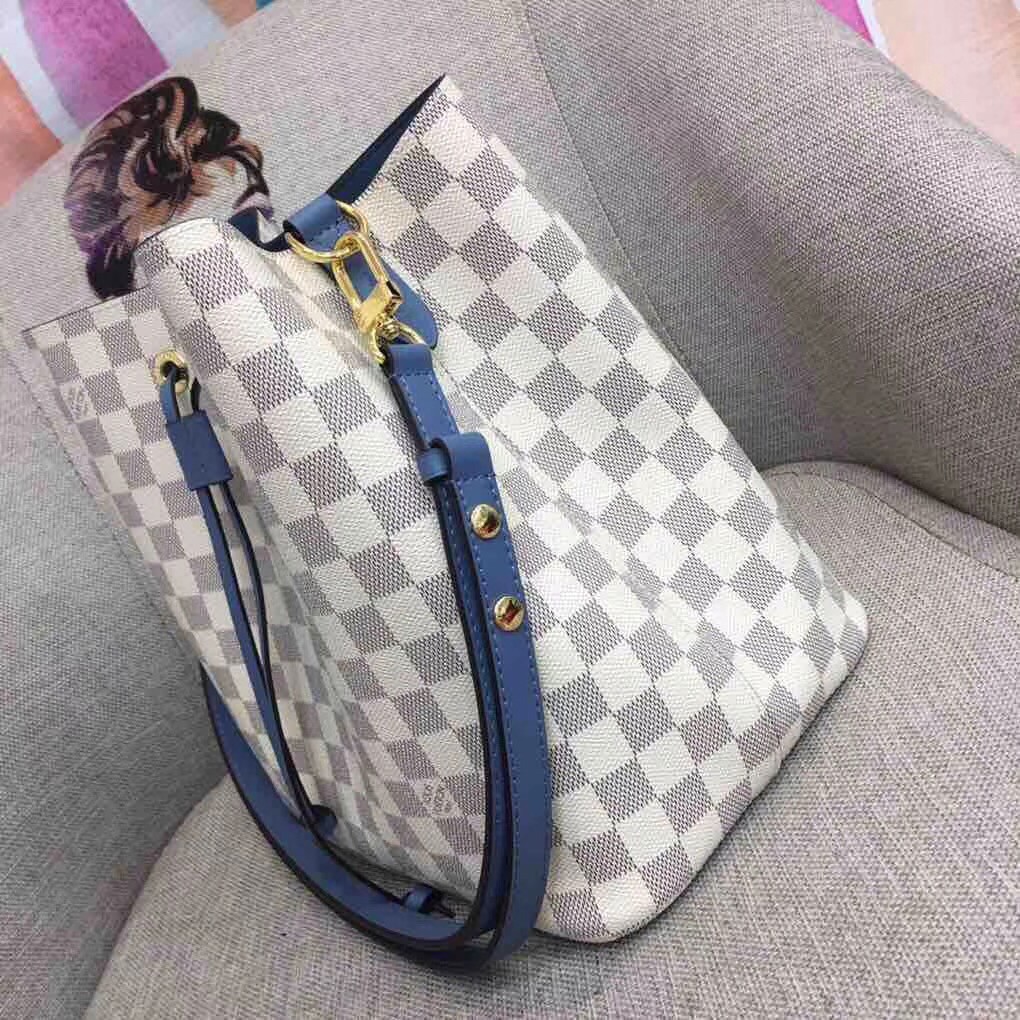 Louis Vuitton NeoNoe MM Damier Azur in Coated Canvas with Gold
