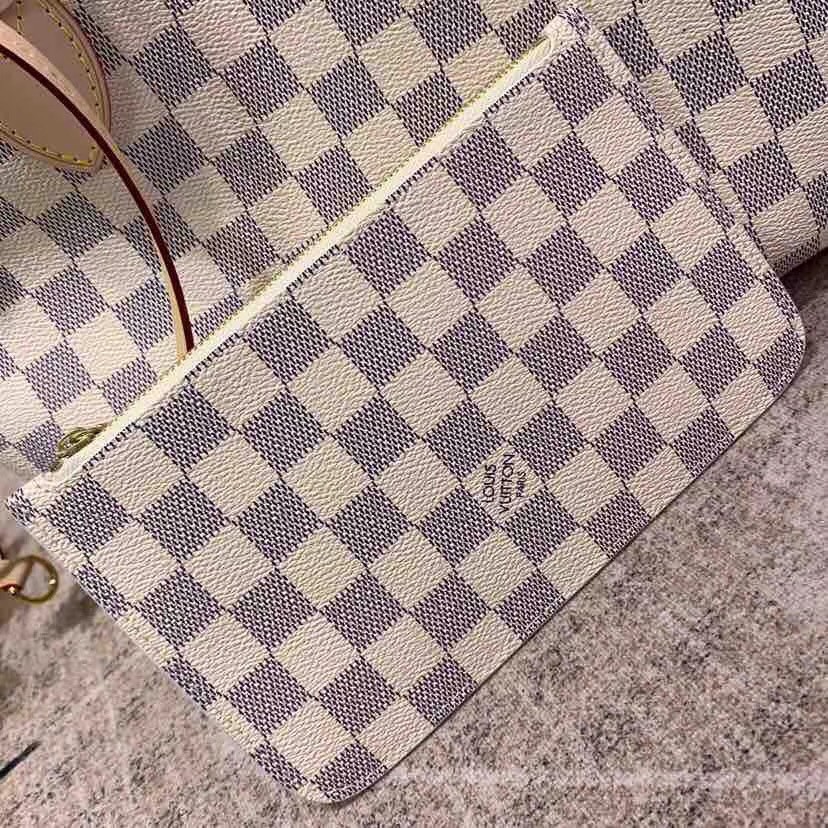 Louis Vuitton Bag Women Damier Azur Neverfull Pm Handbag Tote N41362