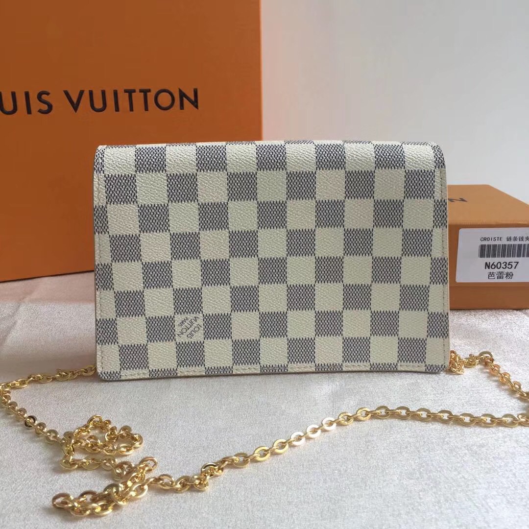 Replica Louis Vuitton Croisette Chain Wallet Damier Azur N60357 BLV039 for  Sale