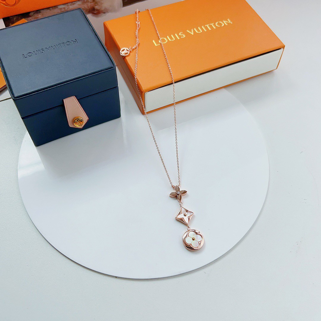 Louis Vuitton Color Blossom Lariat Necklace 18K Rose Gold with