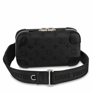 Louis Vuitton Monogram Shadow Clutch Bag Pouch M62903 Black Leather Men's