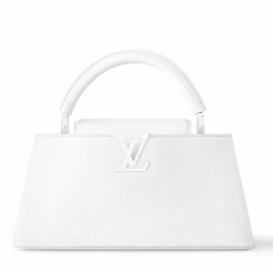 Louis Vuitton Capucines East-West MM Bag in White Leather M23948