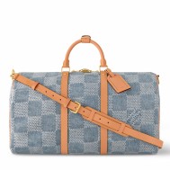 Louis Vuitton Keepall Bandouliere 50 Bag in Damier Denim 3D Canvas N40739