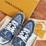 Louis Vuitton Men's LV Trainer Sneakers In Blue Monogram Denim