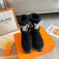 Louis Vuitton Snowdrop Flat Ankle Boots In Black Suede with Shearling